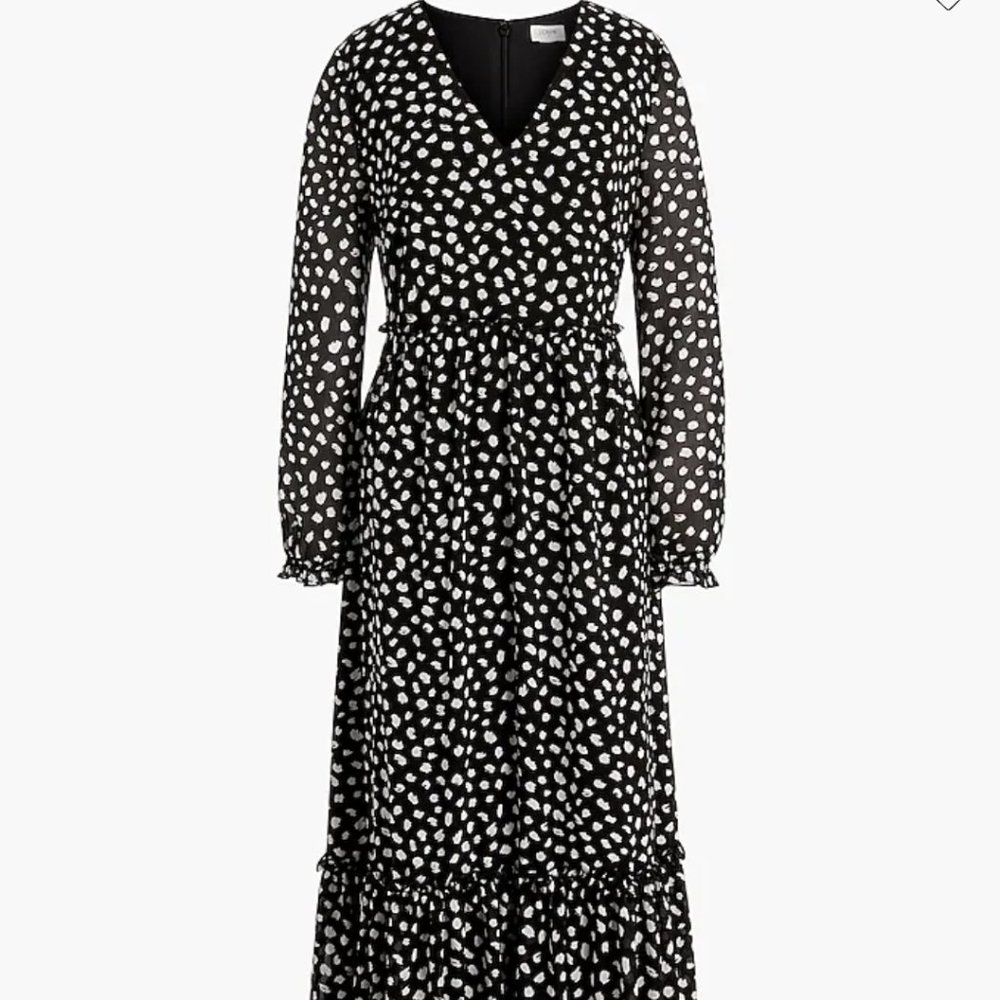 J. Crew crinkle v-neck midi dress black & white